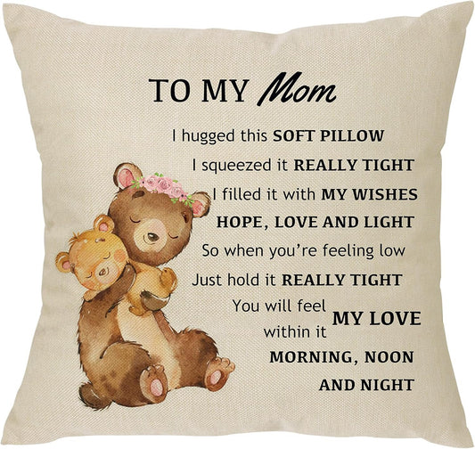 To My Mom Funny Pillow Case, Mother's Day, Birthday Gift from Daughter or Son, Sofa Decor