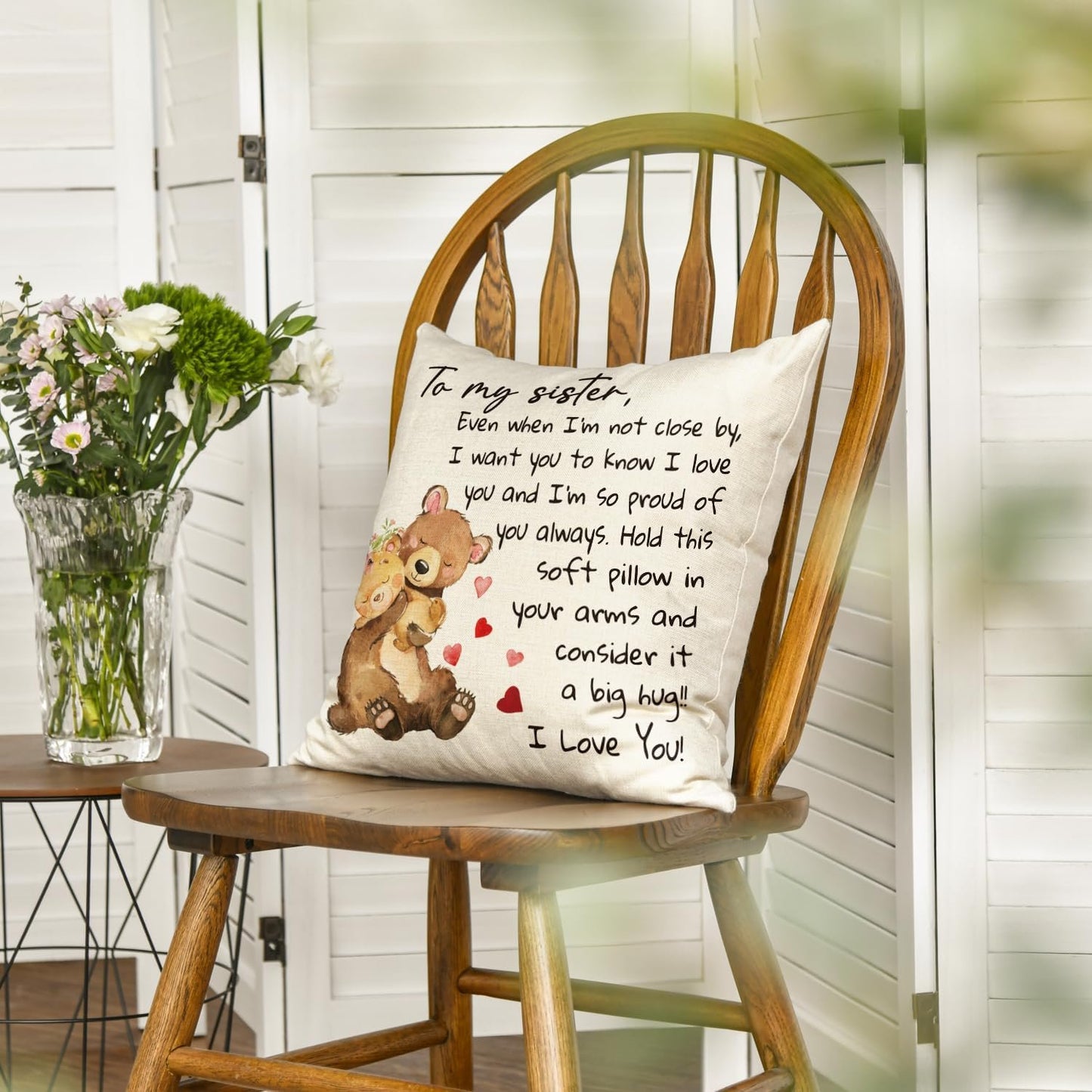 To My Sister Pillow Case, Christmas or Birthday Gift from Sibling, Decorative Cushion Cover