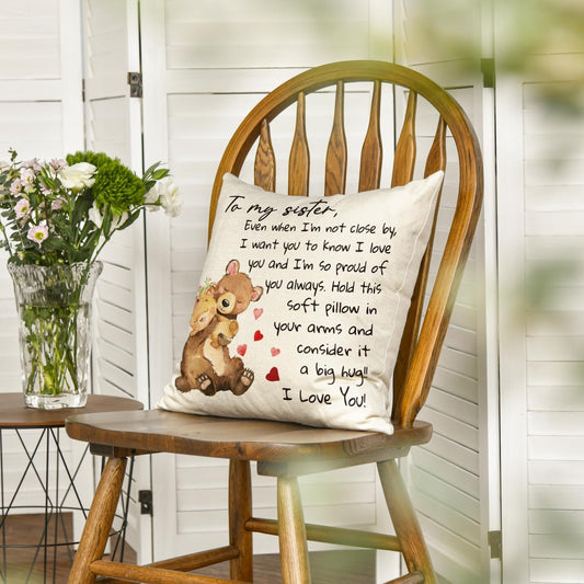 To My Sister Pillow Case, Christmas or Birthday Gift from Sibling, Decorative Cushion Cover
