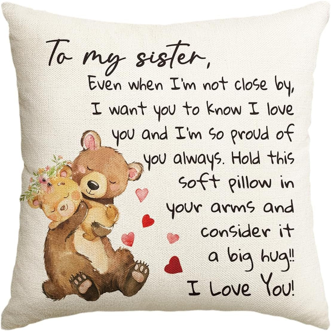 To My Sister Pillow Case, Christmas or Birthday Gift from Sibling, Decorative Cushion Cover