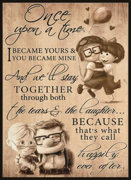 To My Wife Poster and Canvas, Carl and Ellie Once Upon a Time Love Quote Wall Art for Living Room, Retro Vintage Home Decor
