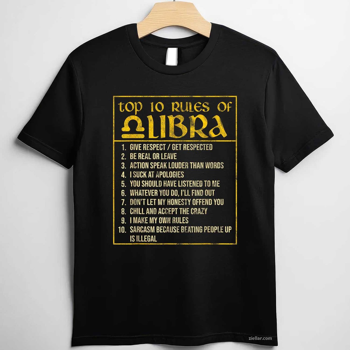 Top 10 Rules Libra Zodiac Sign September October Birthday T-Shirt and Tee for Adults Men Women Unisex