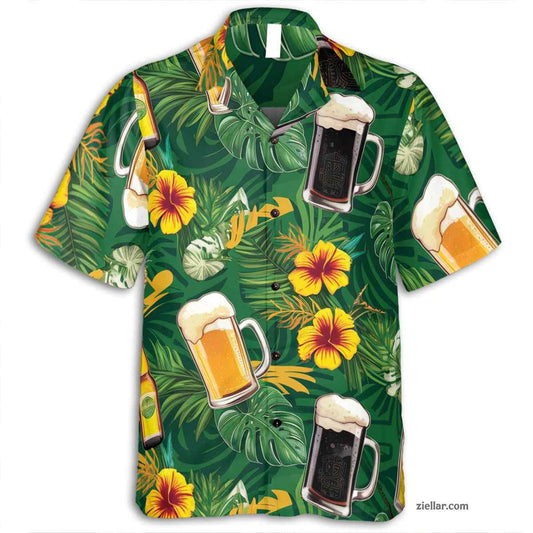 Tropical Beer & Pineapple Hawaiian Shirt and Tee, Fun Island Beach Party Outfit