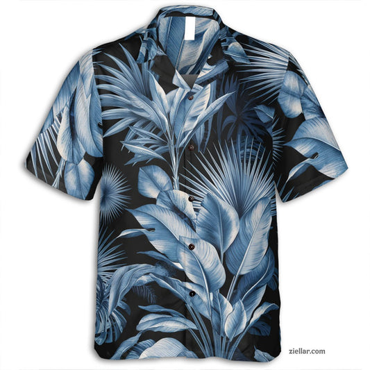 Tropical Blue Leaves Hawaiian Shirt Tee, Aloha Vacation Shirt Unisex