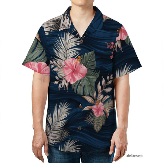 Tropical Floral Paradise Hawaiian Shirt and Tee, Realistic Aloha Beachwear