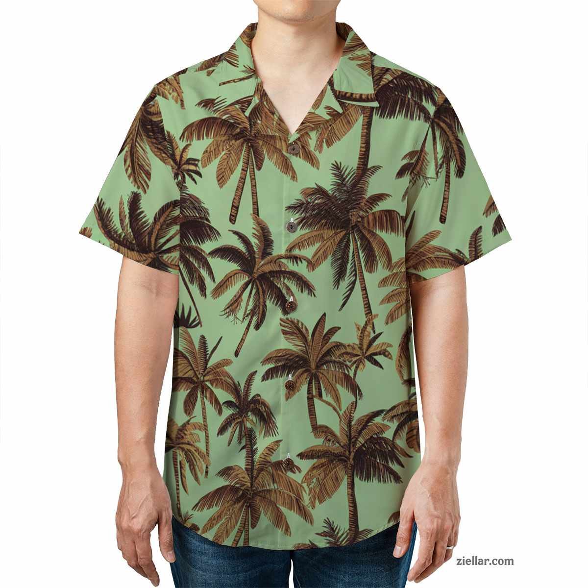 Tropical Green Palm Hawaiian Shirt Tee, Unisex Aloha Summer Outfit Gift