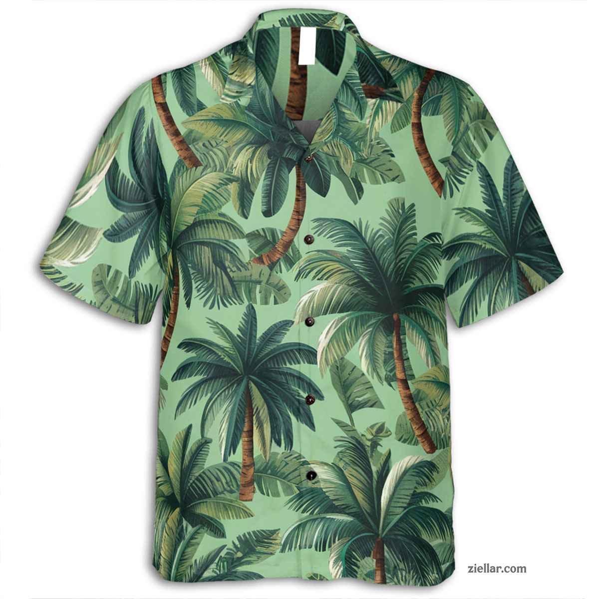 Tropical Palm Leaf Hawaiian Shirt and Tee, Black Blue Summer Beachwear