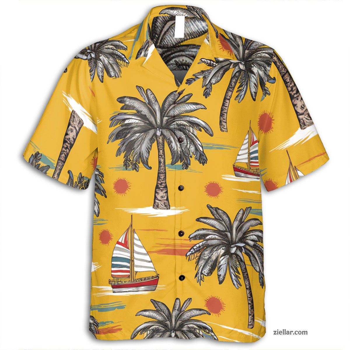 Tropical Sailboat Hawaiian Shirt Tee, Summer Vacation Gift for Men Women