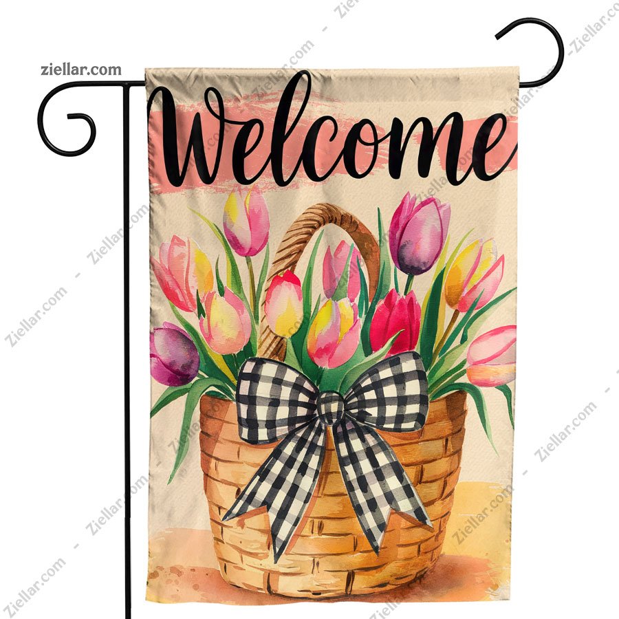 Tulips Spring House Flag 28x40 Inch, Double Sided Outdoor Floral Yard Flag