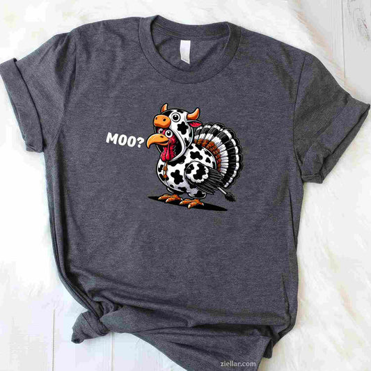Turkey Moo Funny Thanksgiving T-Shirt and Tee for Adults Men Women Unisex