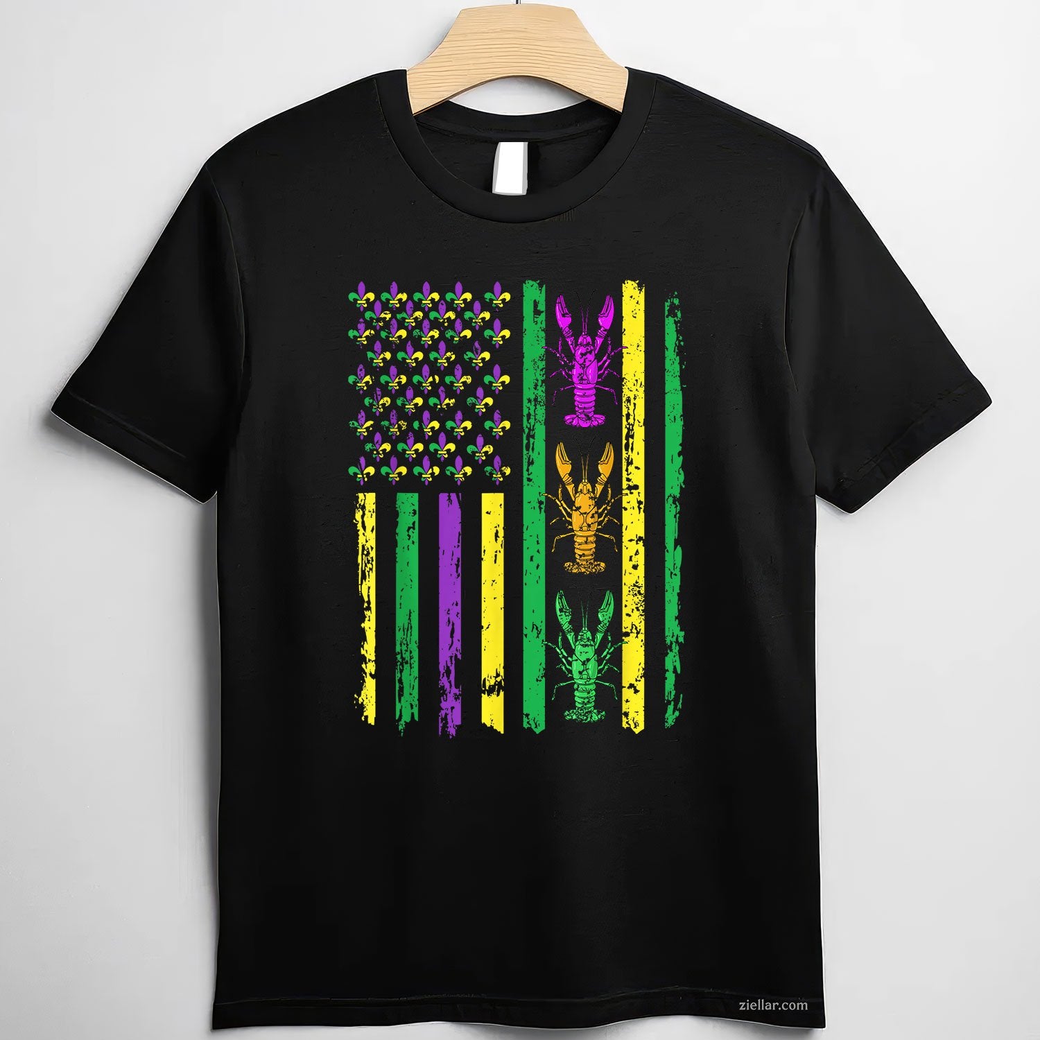 USA Crawfish Parade Tee and T-Shirt, American Flag Mardi Gras Carnival T-Shirt Gift for Adults