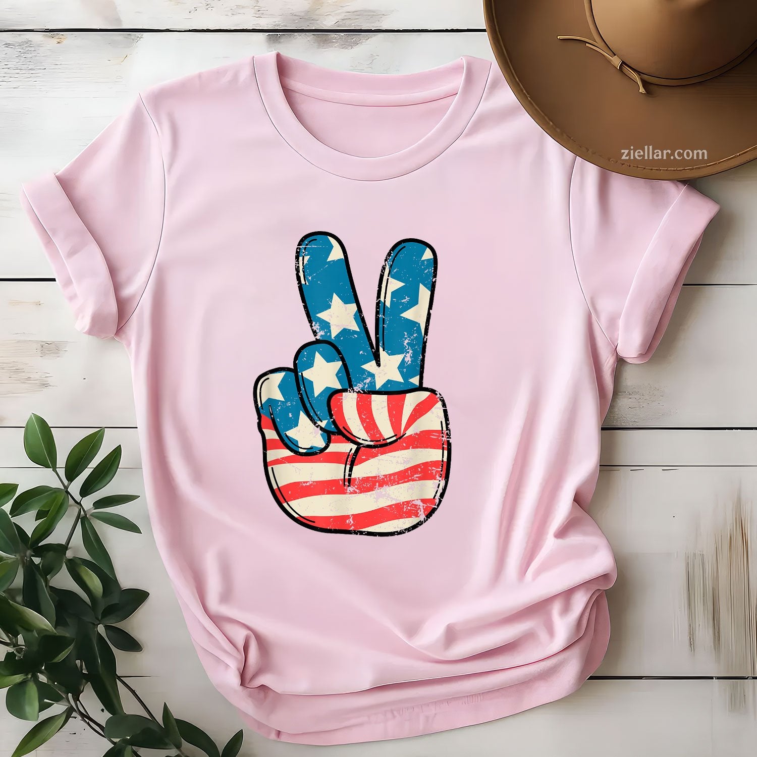 USA Flag Peace Sign Hand 4th of July Patriotic