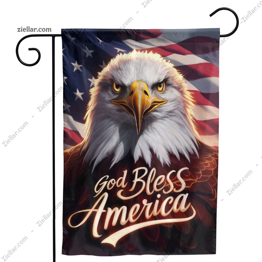 USA Patriotic Bald Eagle with Stars and Stripes American Flag Freedom Art