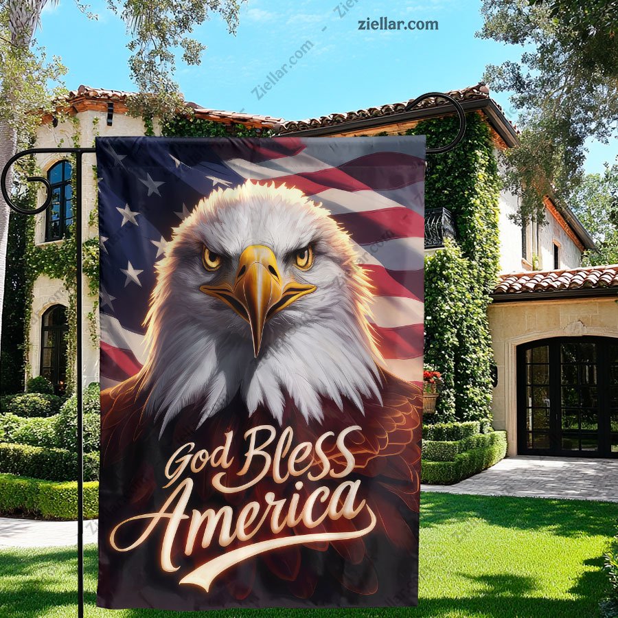 USA Patriotic Bald Eagle with Stars and Stripes American Flag Freedom Art