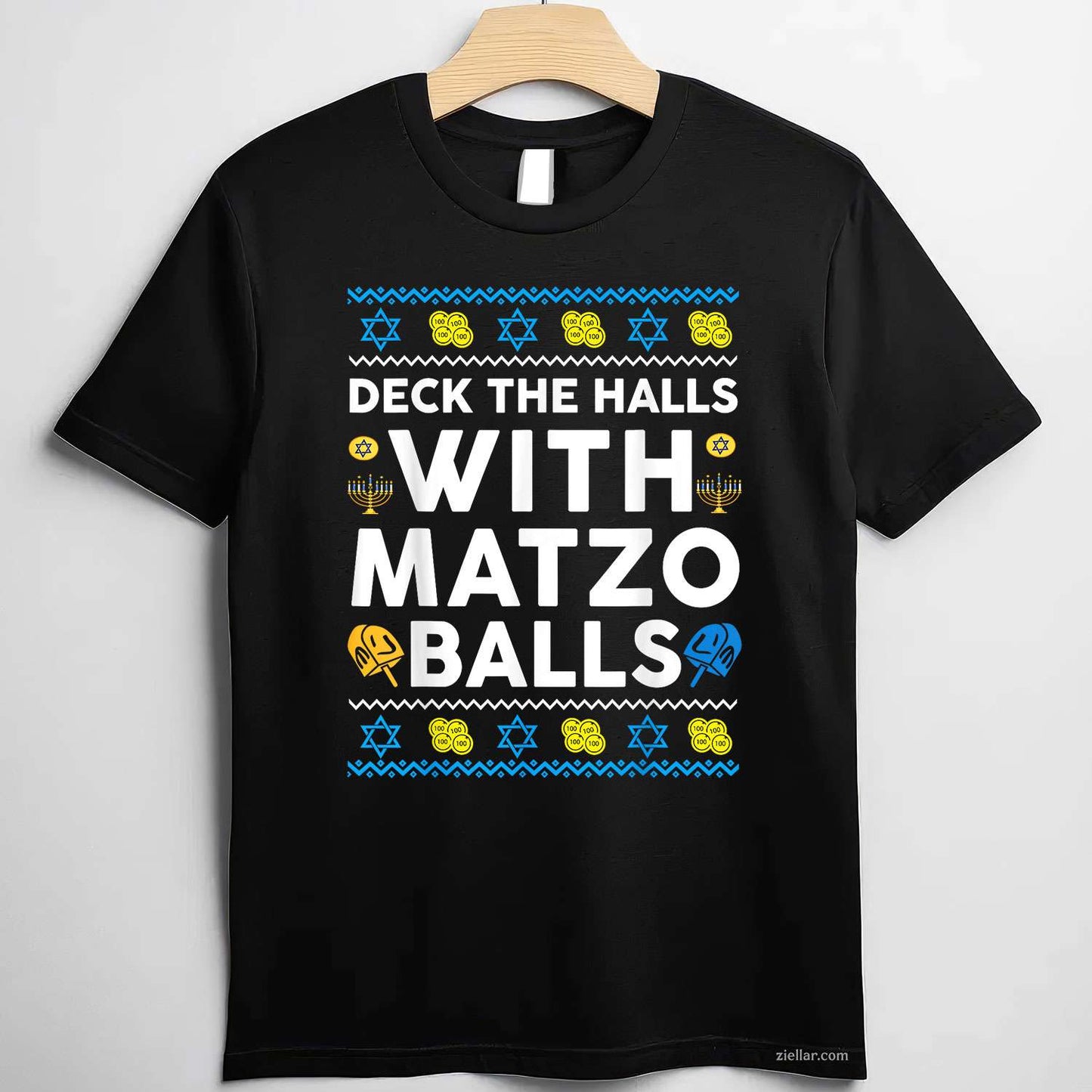 Ugly Hanukkah Deck Hall With Matzo Ball Chanukah Jewish Gift T-Shirt_ Funny Holiday Party Tee For All