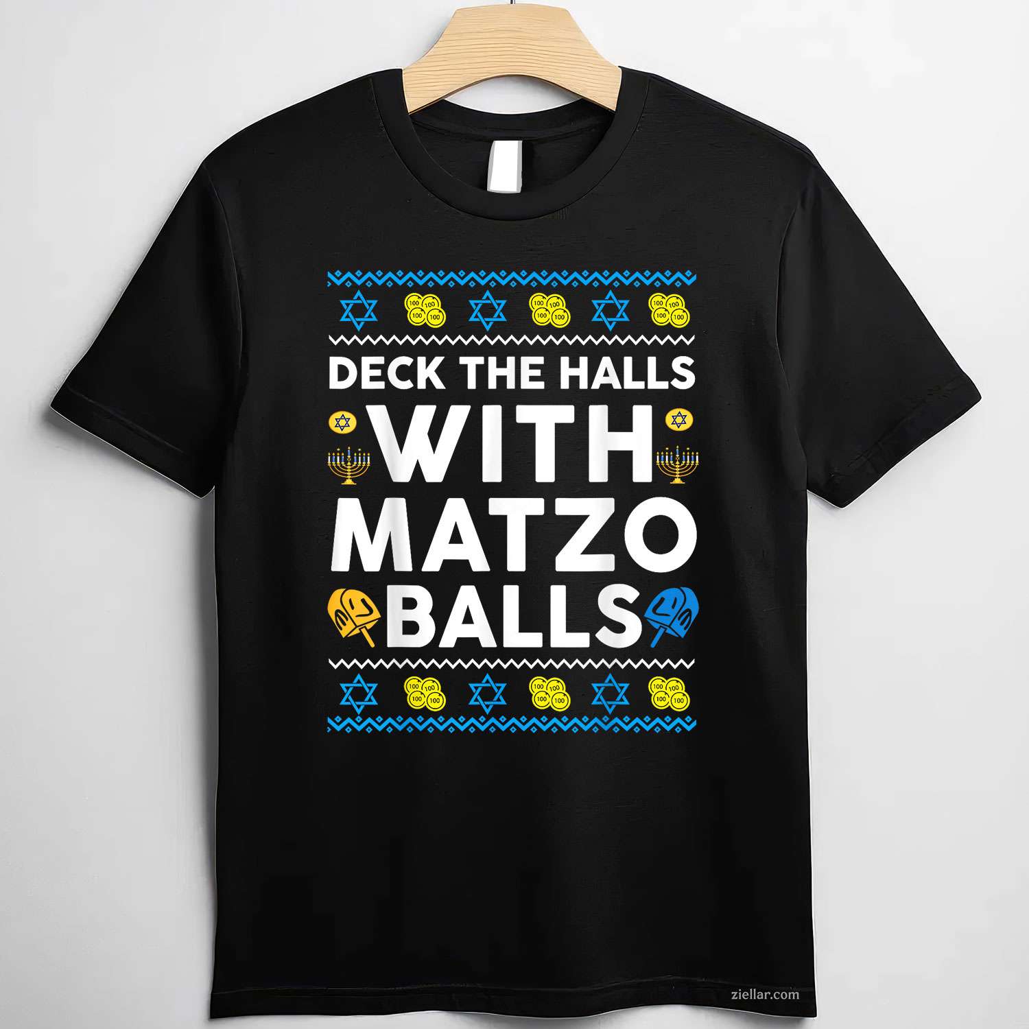 Ugly Hanukkah Deck Hall With Matzo Ball Chanukah Jewish Gift T-Shirt_ Funny Holiday Party Tee For All