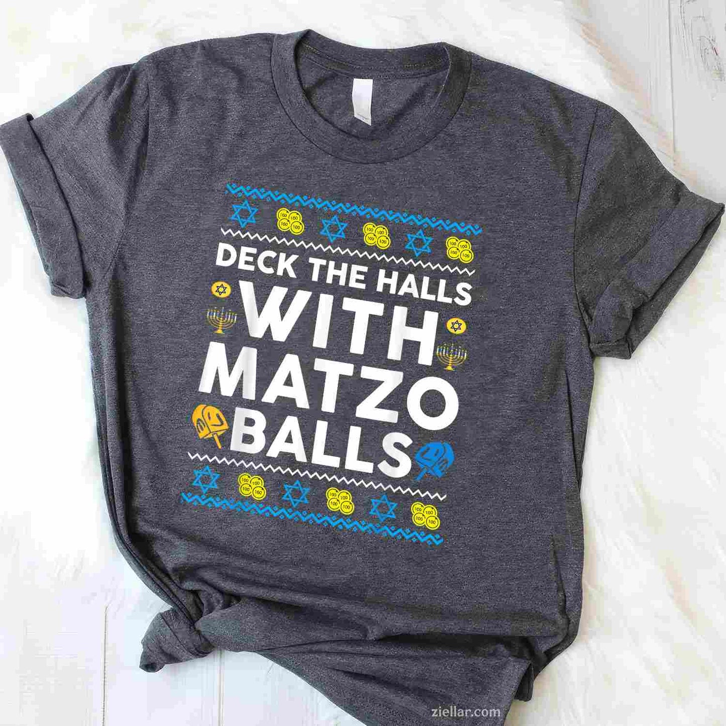 Ugly Hanukkah Deck Hall With Matzo Ball Chanukah Jewish Gift T-Shirt_ Funny Holiday Party Tee For All