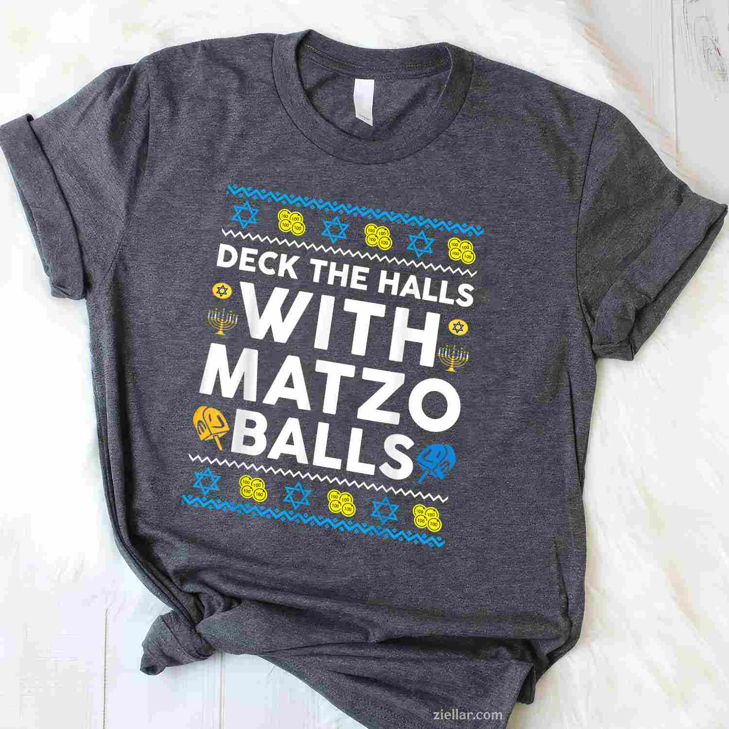 Ugly Hanukkah Deck Hall With Matzo Ball Chanukah Jewish Gift T-Shirt_ Funny Holiday Party Tee For All