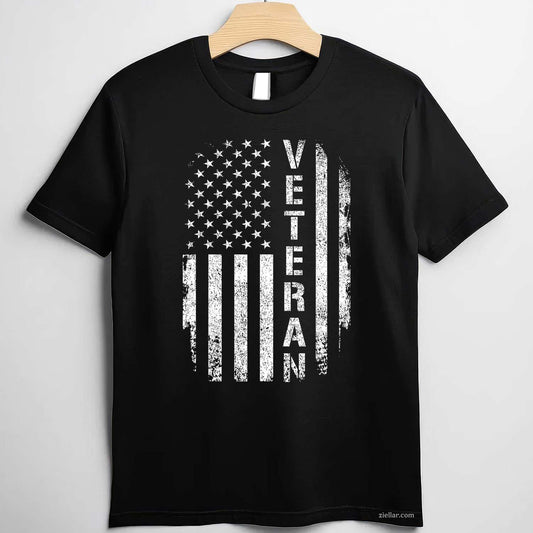 Us American Flag With Proud Veteran For Veterans Day T-Shirt And Tee For Adults