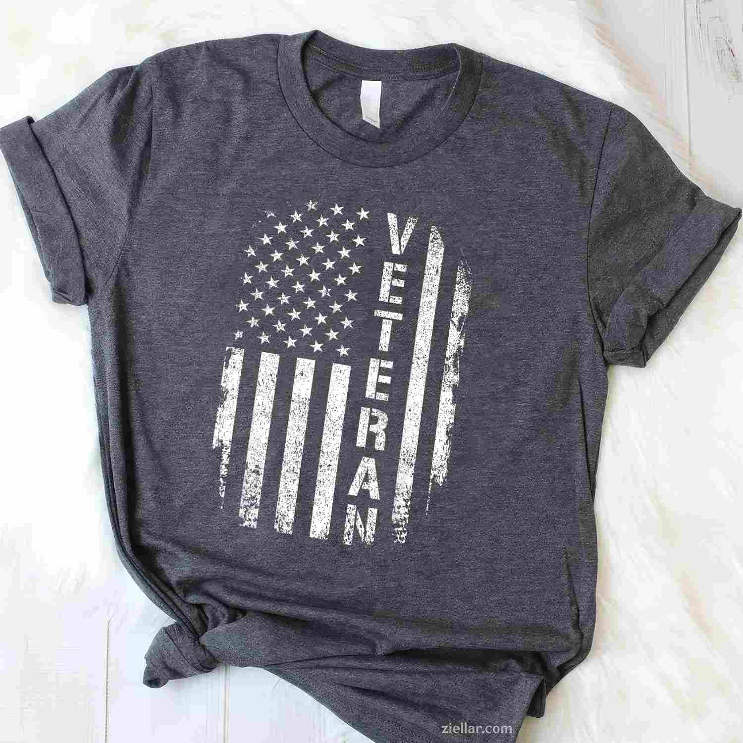Us American Flag With Proud Veteran For Veterans Day T-Shirt And Tee For Adults