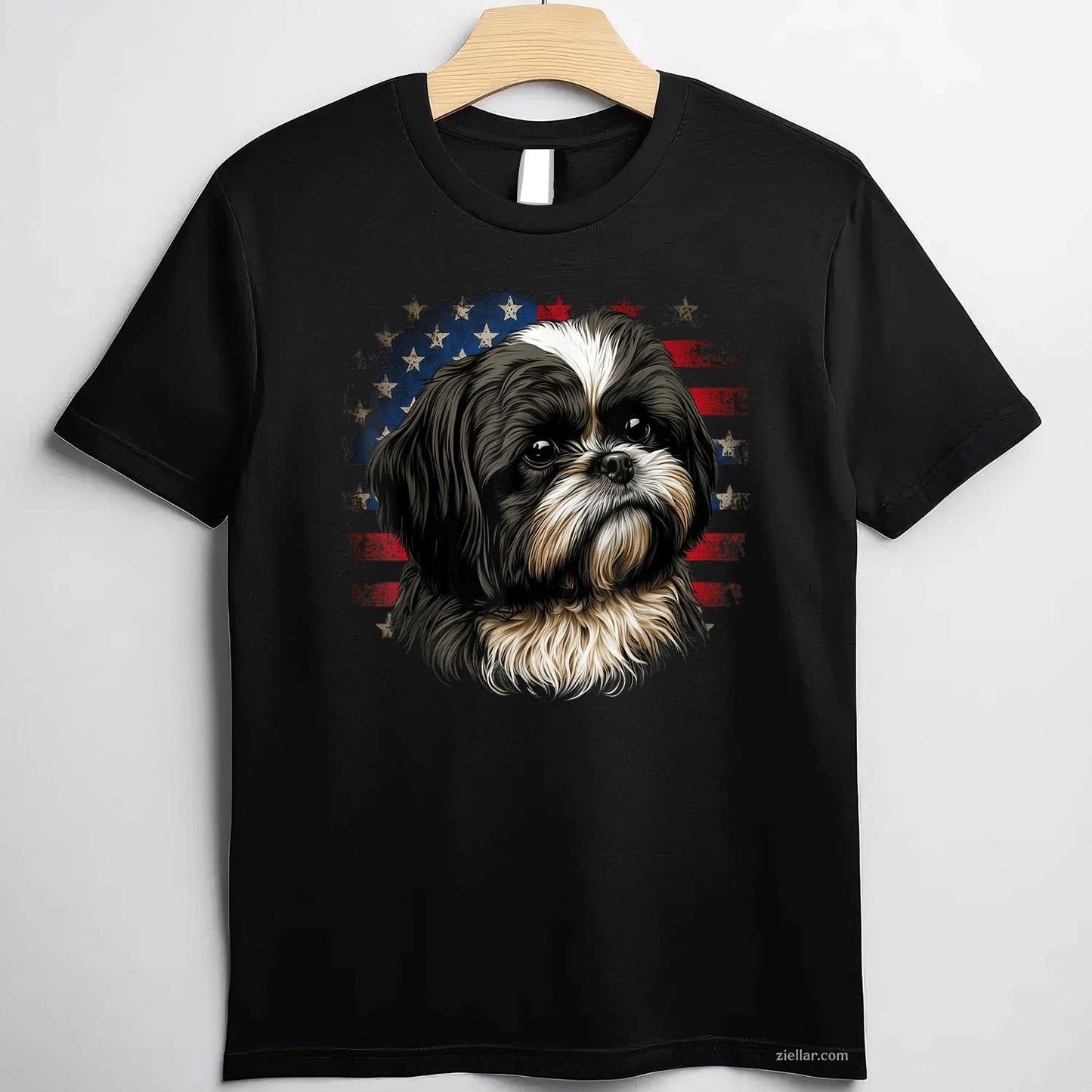 Usa 4Th Of July Shih Tzu On Patriotic American Shih Tzu T-Shirt, Usa Flag Graphic Tee For Shih Tzu Lovers