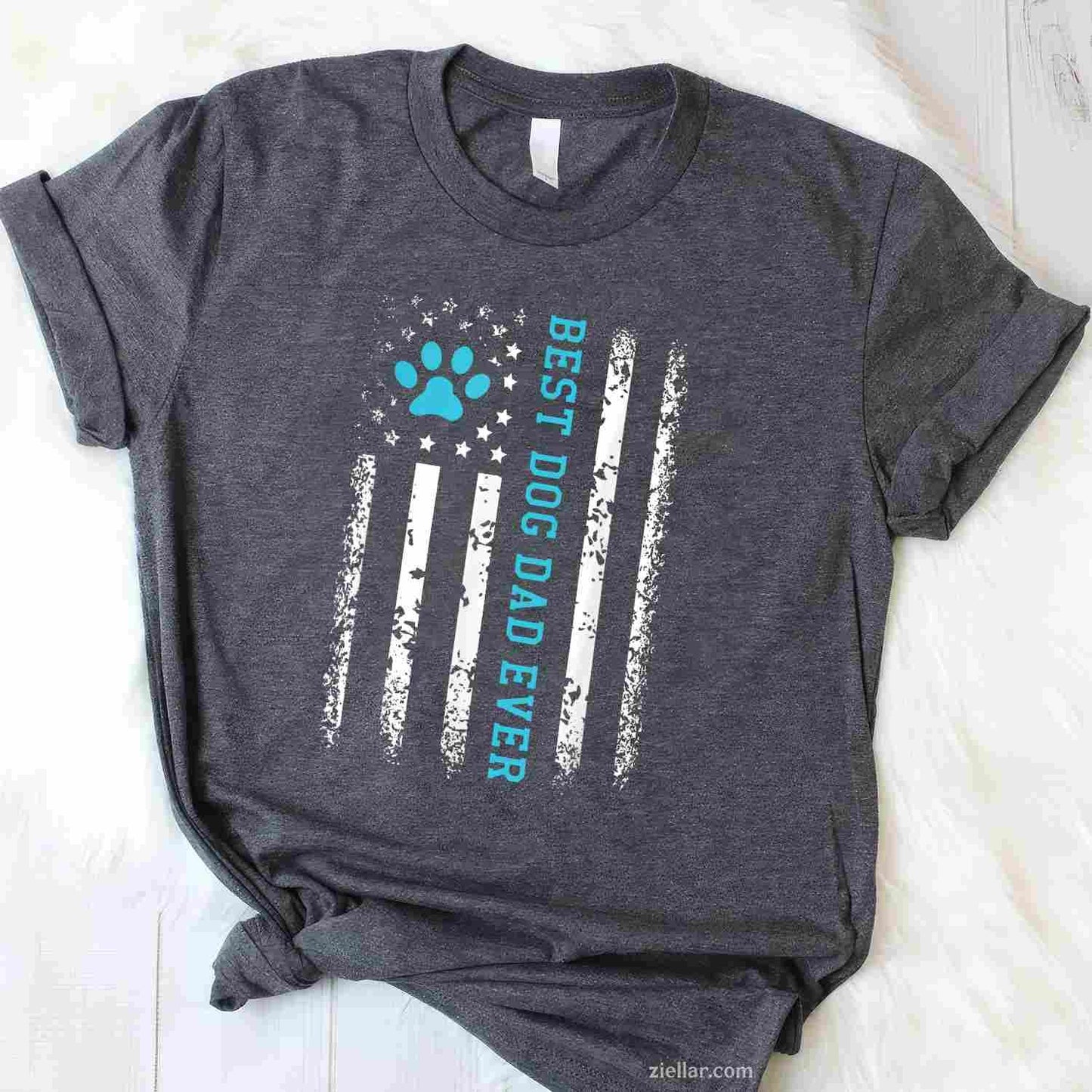 Usa Flag Best Dog Dad Ever T-Shirt, American Puppy Lover Paw Vintage Graphic Tee For Adults