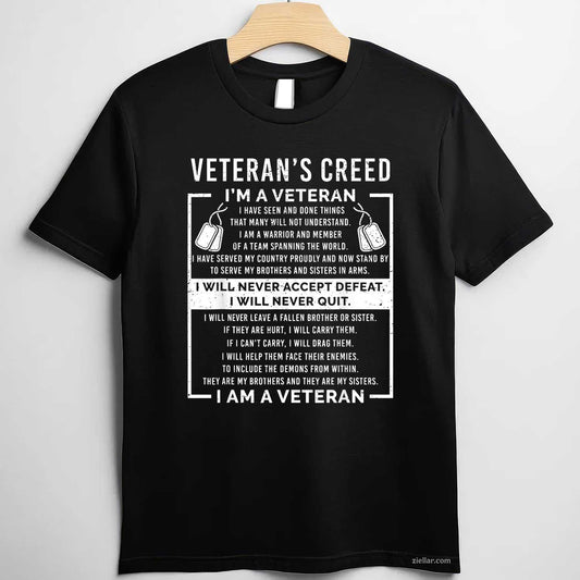 Veteran'S Creed Patriot War Usa Oath Grandpa T-Shirt And Tee For Adults