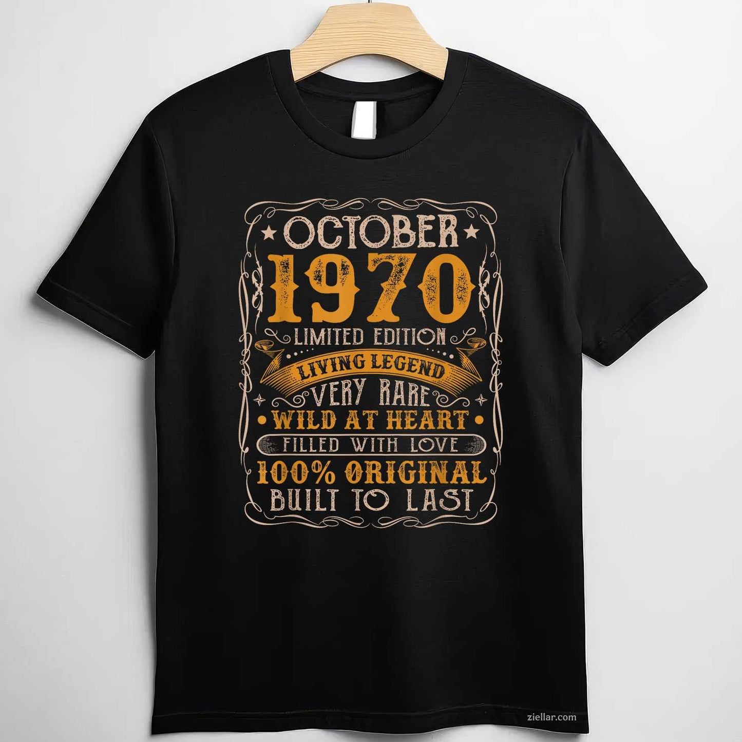 Vintage Born In October 1970 Retro Birthday Party Bday T-Shirt and Tee for Adults Men Women Unisex