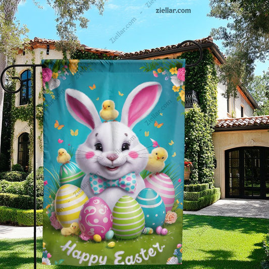 Vintage Easter Bunny Illustration Pastel Spring Decor Cute Holiday Artwork