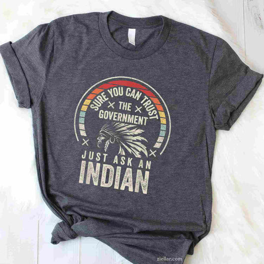 Vintage Indian Native American Skull With Tomahawk Axe T-Shirt And Tee For Adults
