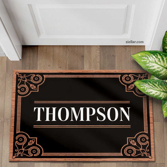 Vintage Monogram Doormat - Personalized Name Rug for Unique Home Decor