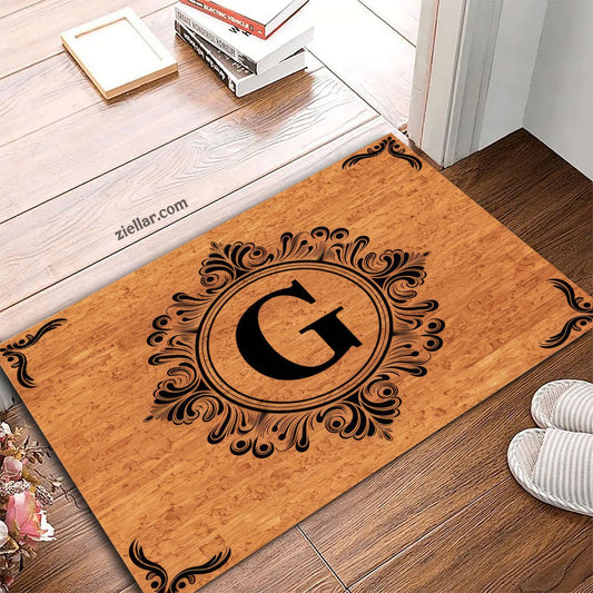 Vintage Monogram G Doormat, Elegant Personalized Rug for Front Door Area
