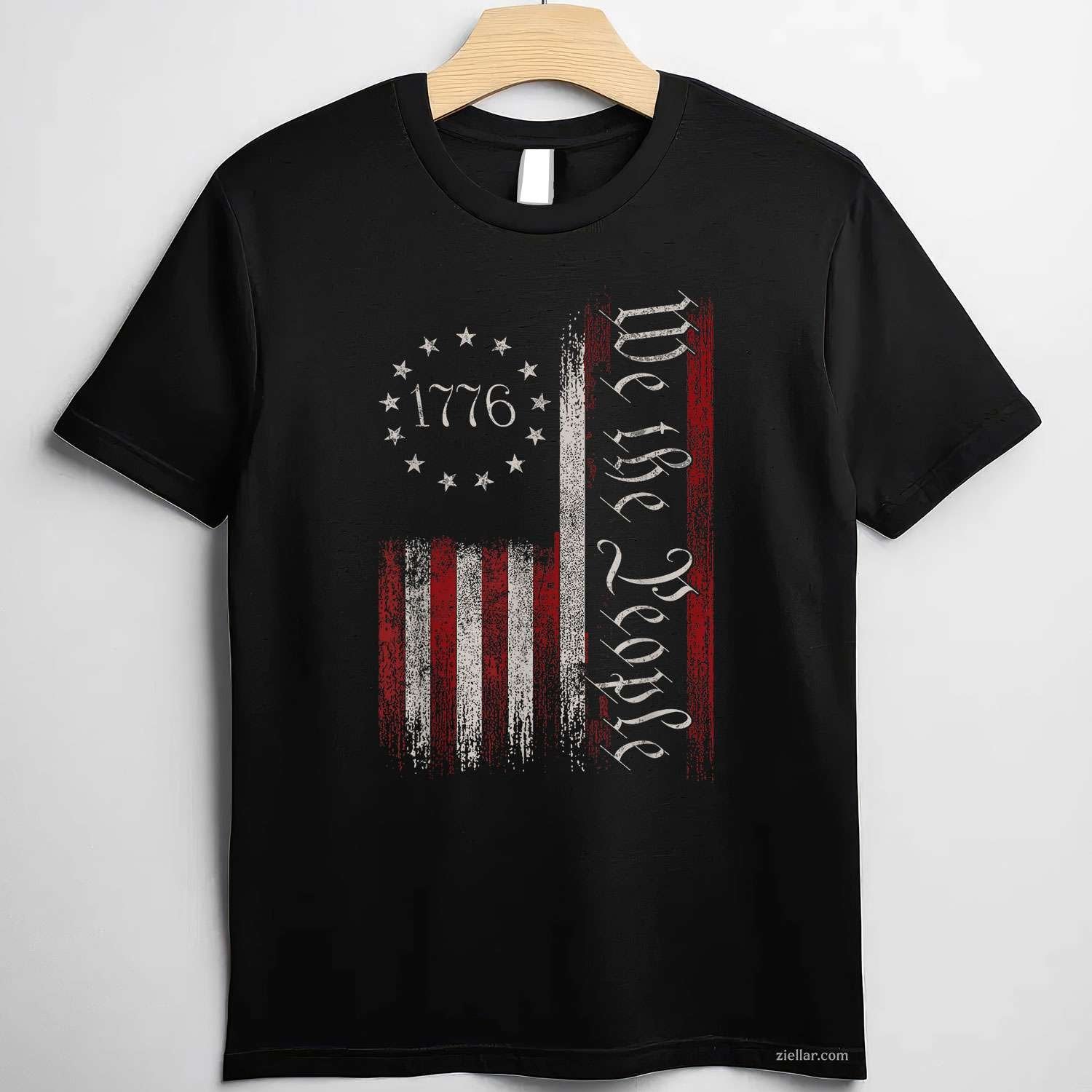 Vintage Old American Flag Patriotic 1776 We The People USA Women Men T-Shirt Tee