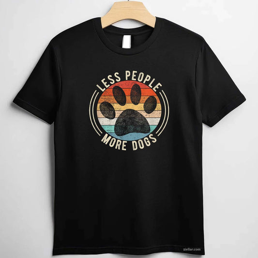 Vintage Retro Funny Sayings Less People More Dogs T-Shirt, Dog Lover Graphic Tee For Men Women