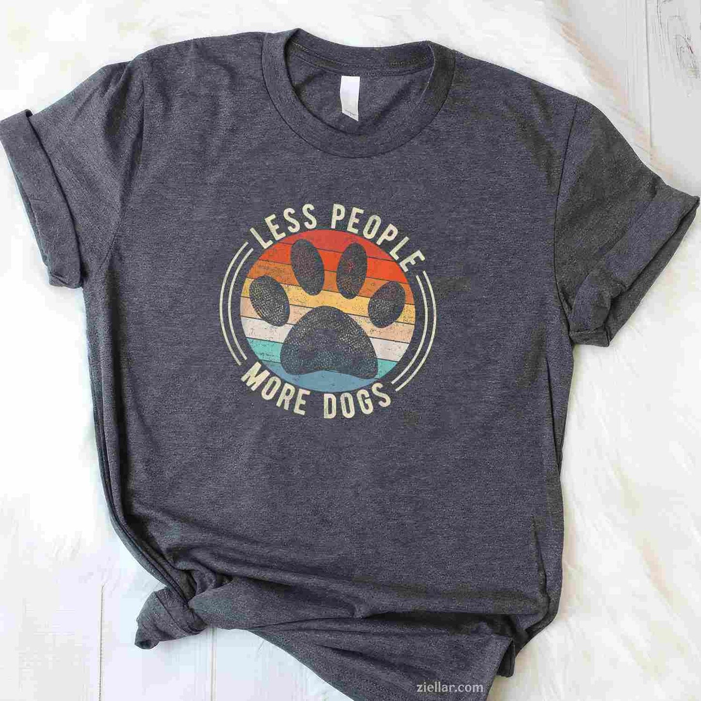 Vintage Retro Funny Sayings Less People More Dogs T-Shirt, Dog Lover Graphic Tee For Men Women