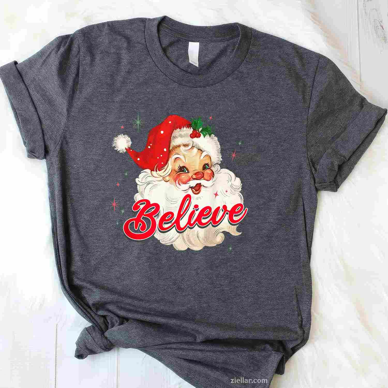 Vintage Santa Claus Believe Christmas Women T-Shirt, A Believe In Santa Vintage Christmas Tee For Adults