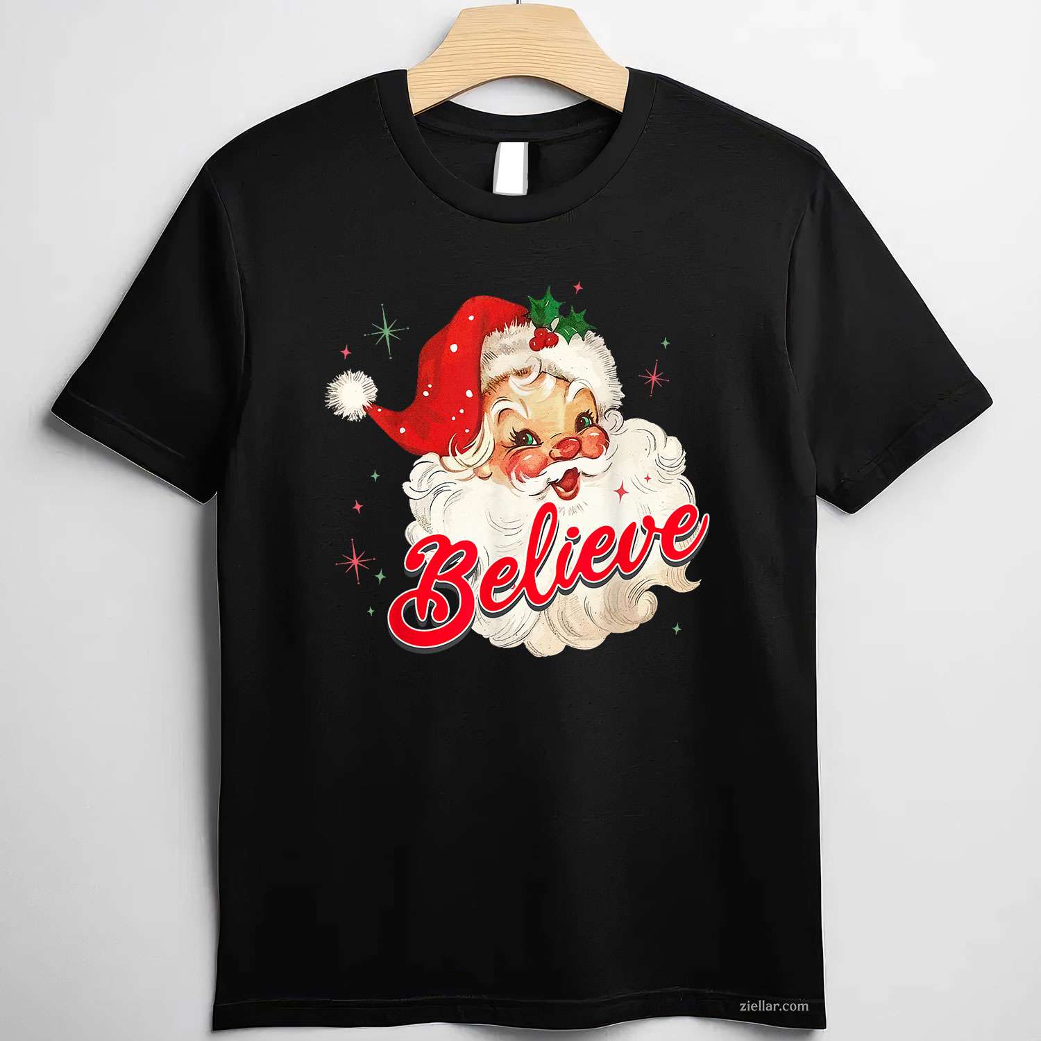 Vintage Santa Claus Believe Christmas Women T-Shirt, A Believe In Santa Vintage Christmas Tee For Adults