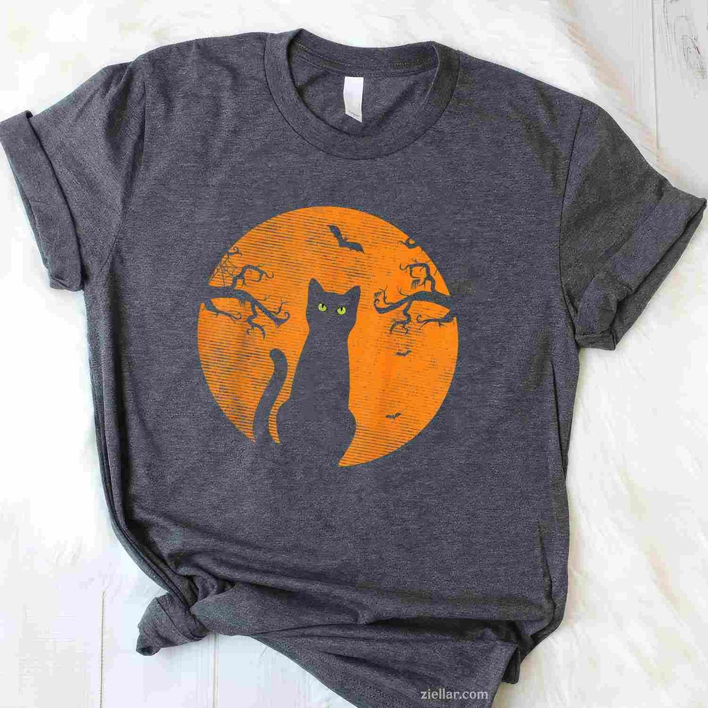 Vintage Scary Christmas Cat Costume Retro Cat Moon Black Cat Tee, Christmas Holiday T-Shirt for Men Women Adults Unisex, Cool Casual Street Style, Premium Quality