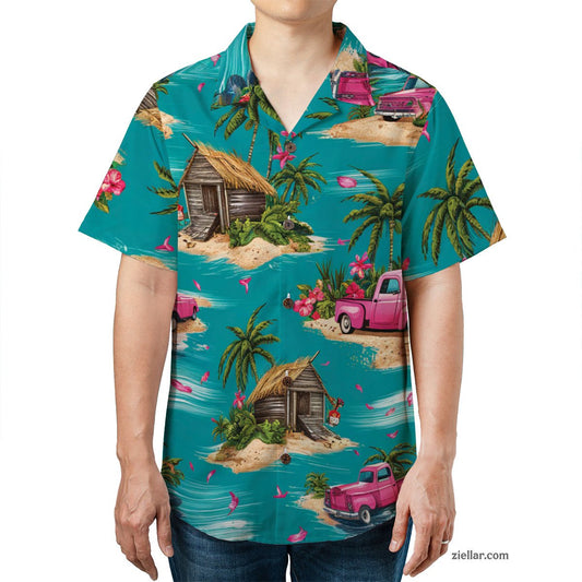 Vintage Truck Island Hawaiian Shirt Tee, Classic Aloha Outfit for Men Women