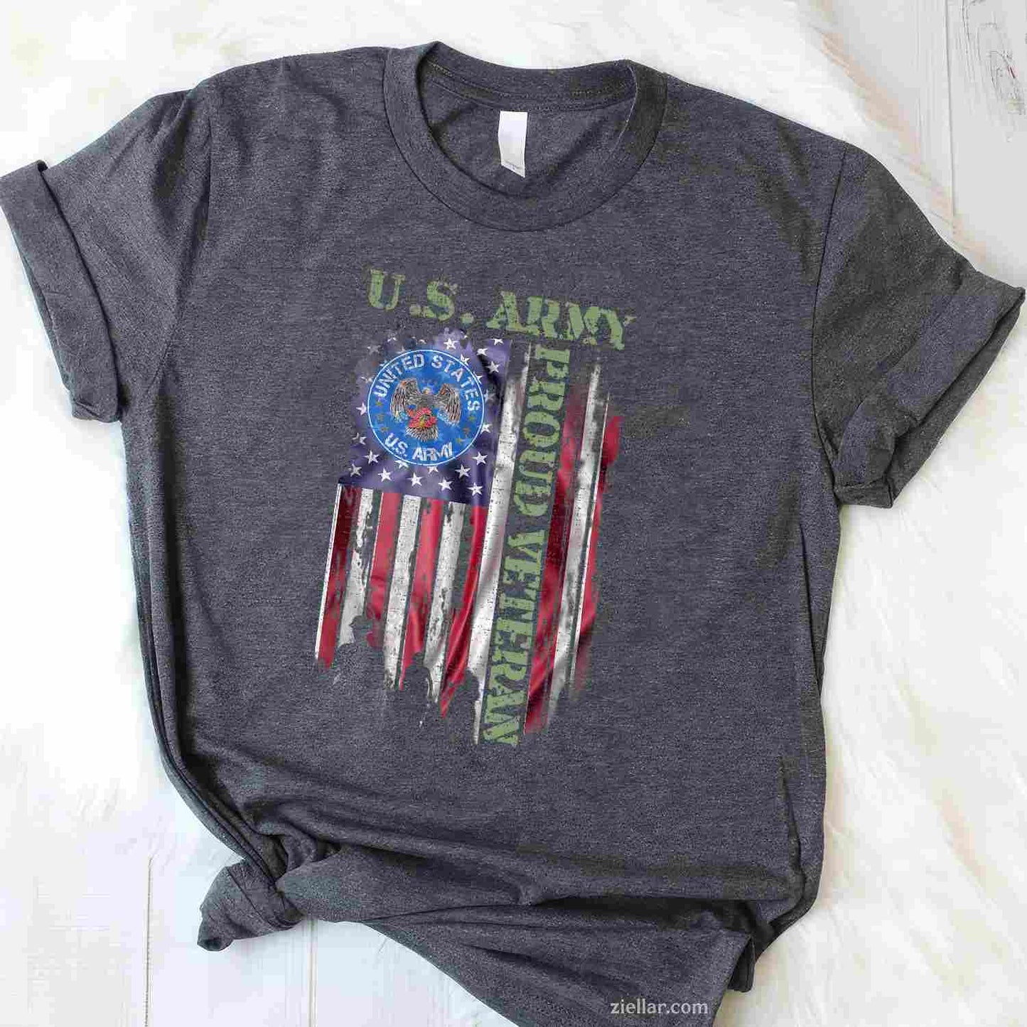 Vintage Usa American Flag Us Army Proud Veteran Military T-Shirt And Tee For Men