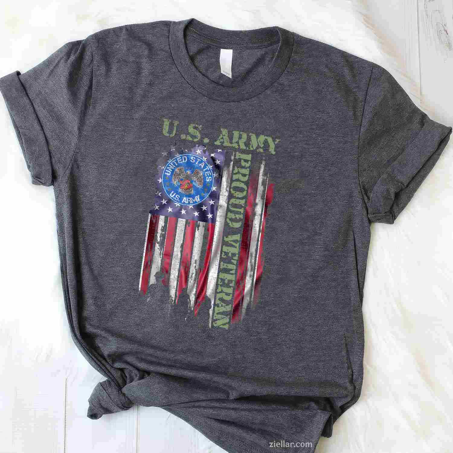 Vintage Usa American Flag Us Army Proud Veteran Military T-Shirt And Tee For Men