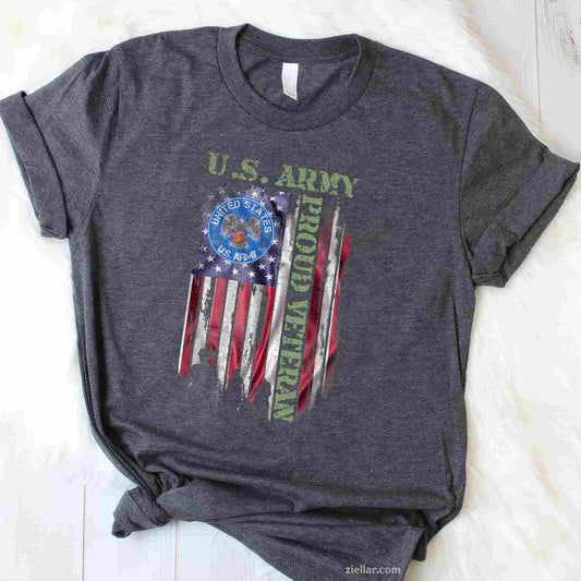 Vintage Usa American Flag Us Army Proud Veteran Military T-Shirt And Tee For Men