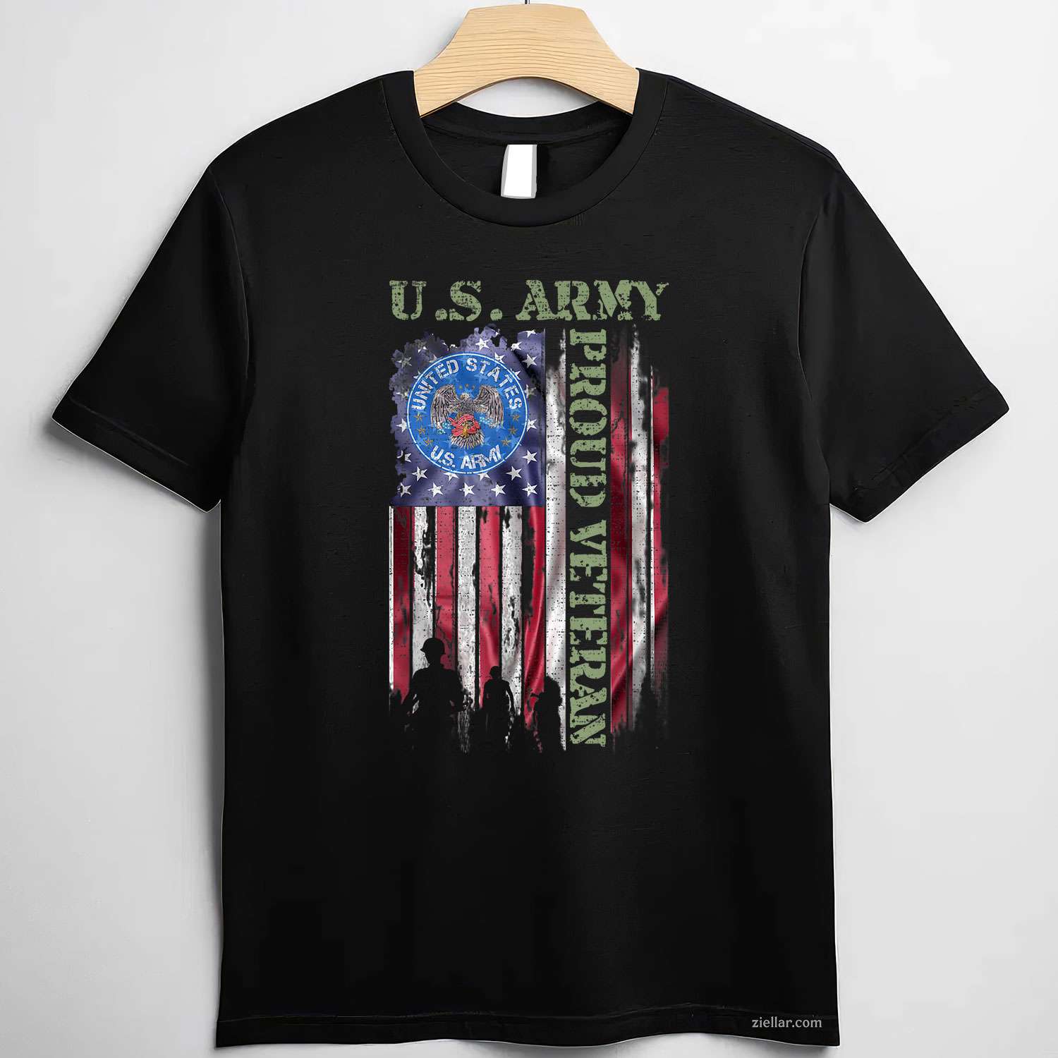 Vintage Usa American Flag Us Army Proud Veteran Military T-Shirt And Tee For Men