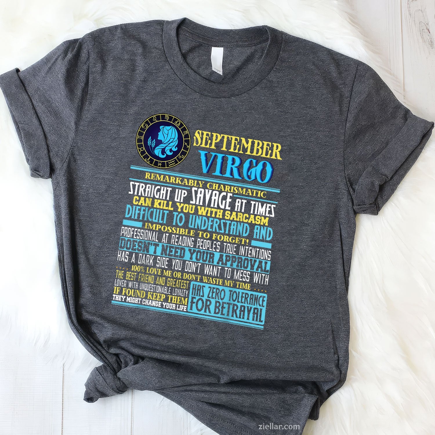 Virgo Facts Funny Tee and T-Shirt, September Zodiac Birthday T-Shirt Gift for Adults