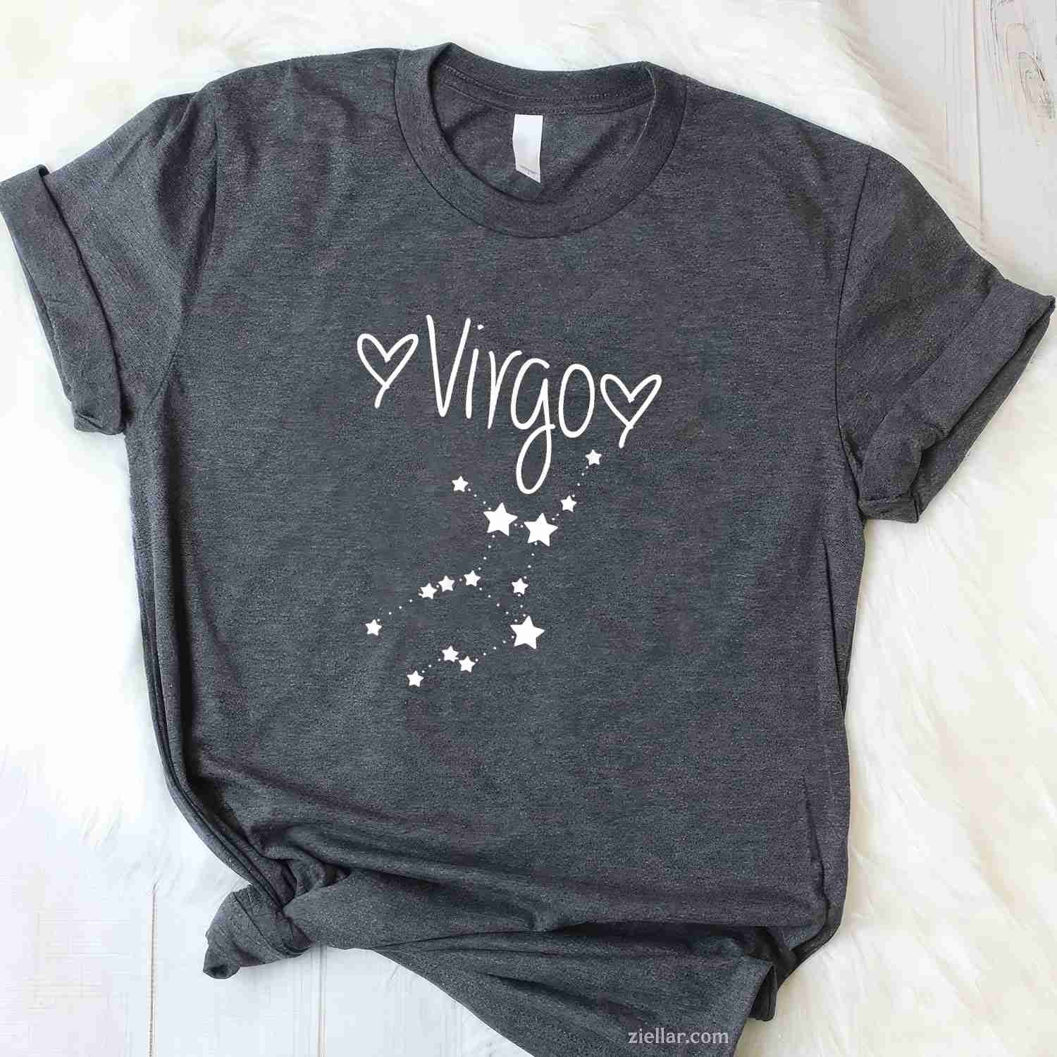 Virgo Zodiac Sign Horoscope Stars August September Birthday T-Shirt Tee for Men Women Adults Unisex