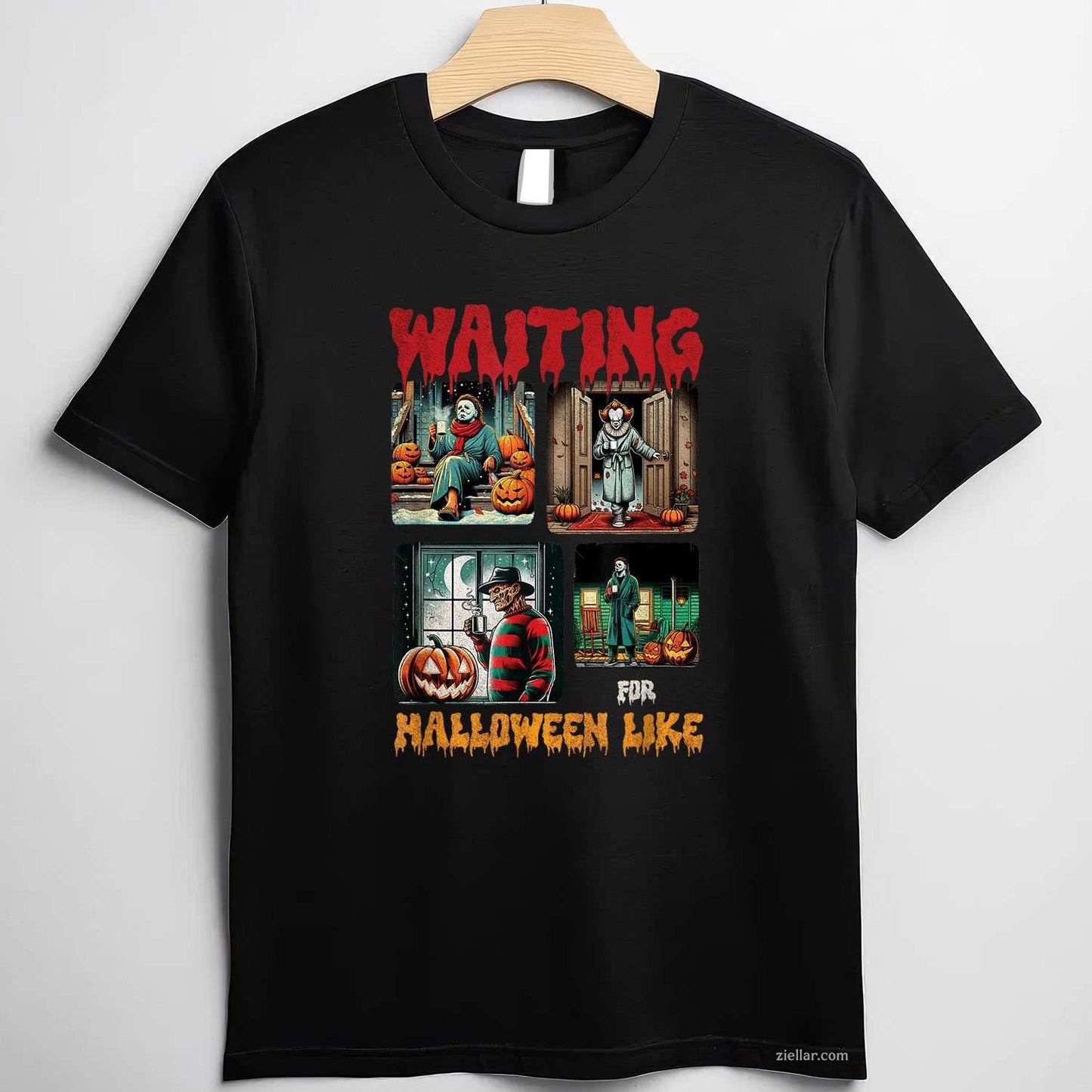 Waiting for Halloween Like Killers Horror Movie Scence Tee, Halloween T-Shirt for Men Women Adults Unisex, Vintage Retro Graphic, Funny Novelty Gift