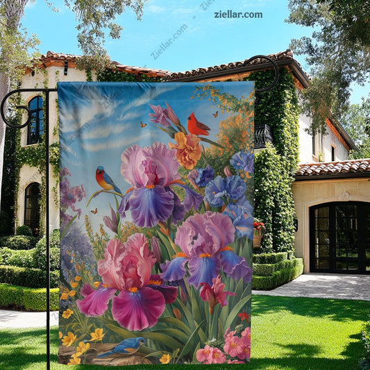 Welcome Spring Garden Flag Burlap Double Sided Cardinal Birds Floral Yard Decor