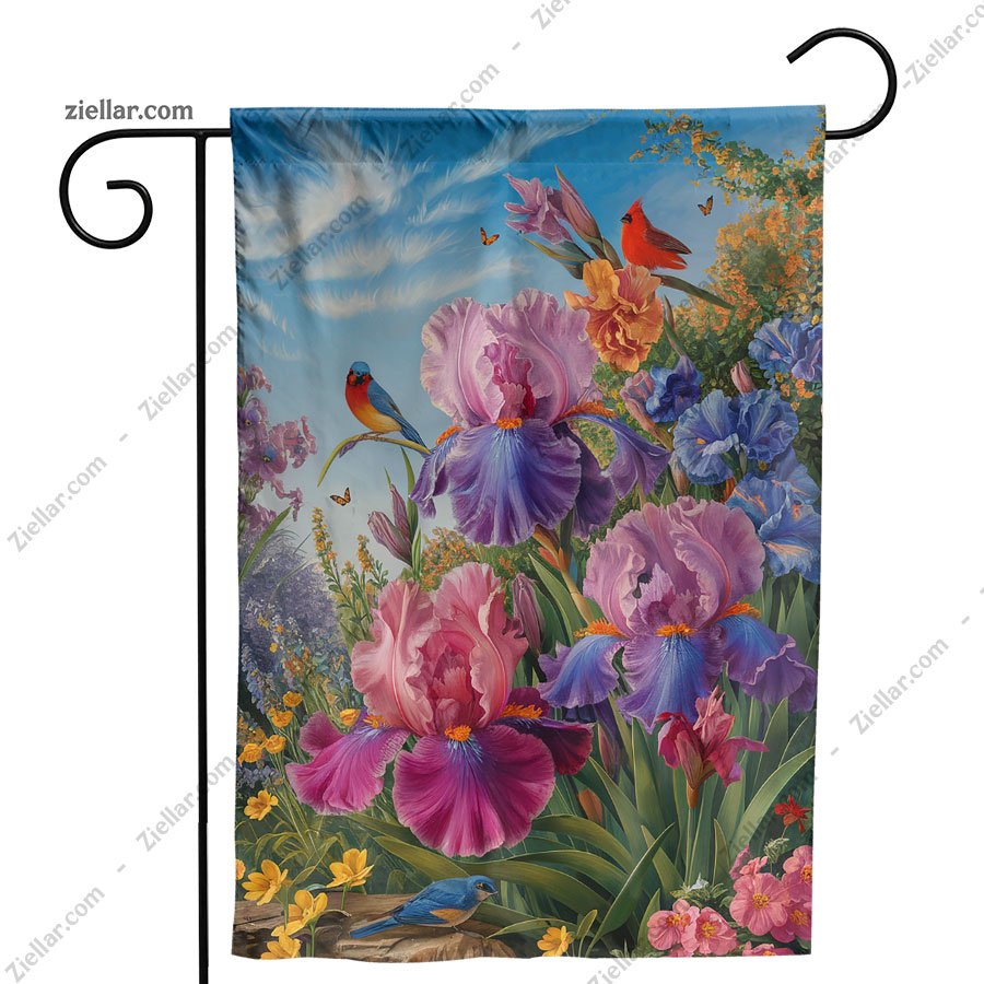 Welcome Spring Garden Flag Burlap Double Sided Cardinal Birds Floral Yard Decor