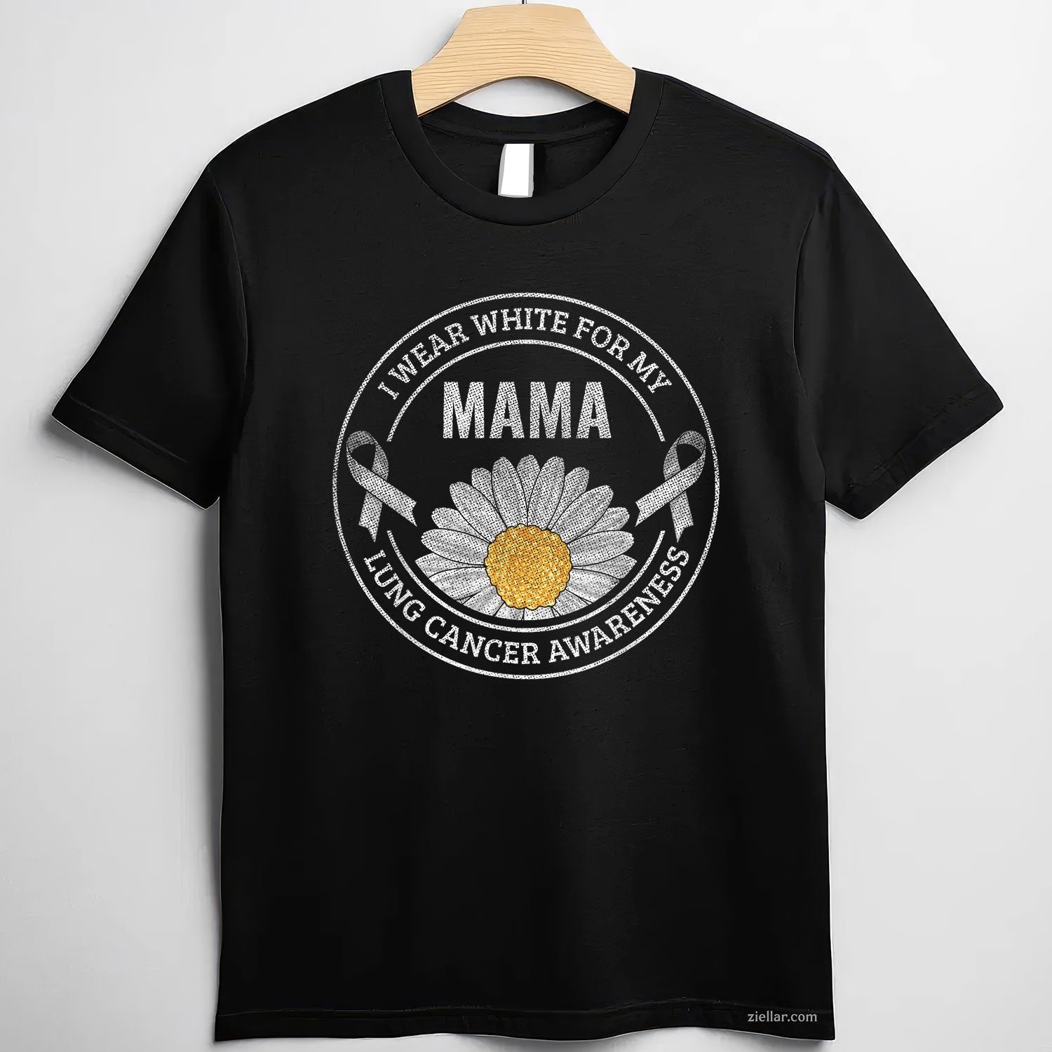 White Ribbon Mama Lung Cancer Awareness Gift T-Shirt