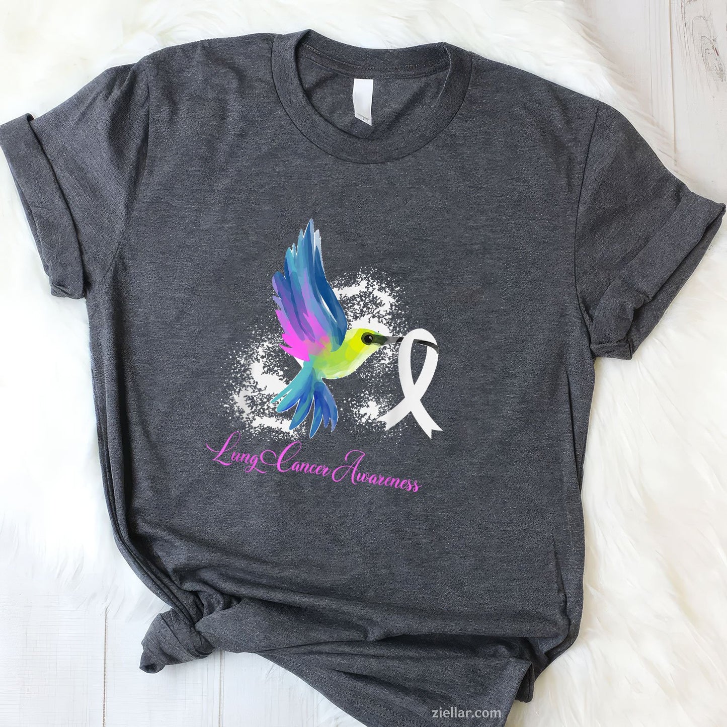 White Ribbon Lung Cancer Survivor Gift Lung Cancer Awareness T-Shirt